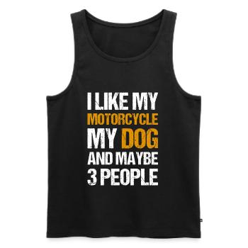 Ich mag mein Motorrad, meinen Hund und vielleicht 3 Personen - Männer Premium Bio Tank Top - Schwarz - Vorne - Michal (187cm)