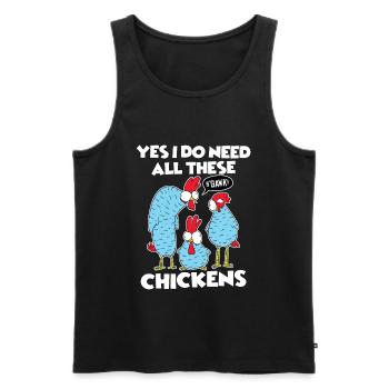 Oui, j’ai besoin de tous ces poulets drôle de fermier - Débardeur bio Premium Homme - noir - Devant - Michal (187cm)