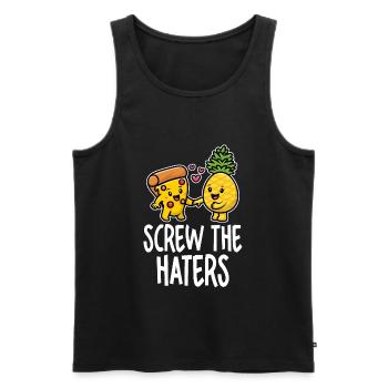 Screw The Haters Lustige Ananas Pizza Liebhaber - Männer Premium Bio Tank Top - Schwarz - Vorne - Michal (187cm)