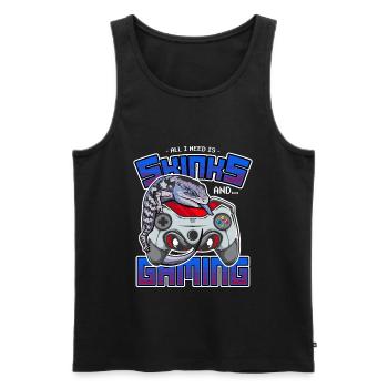 Blue Tongue Skink Lizard Propriétaire & Gaming Retro Game - Débardeur bio Premium Homme - noir - Devant - Michal (187cm)