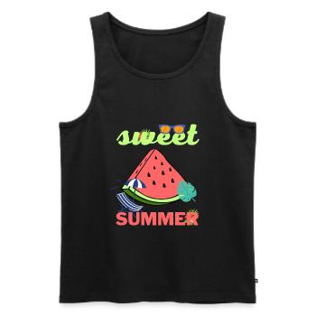 Sweet Summer été pastèque plage soleil cool - Débardeur bio Premium Homme - noir - Devant - Michal (187cm)
