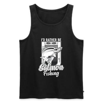 I'd Rather Be Salmon Fishing Funny Fisherman - Men's Premium Organic Tank Top - black - Front - Michal (187cm)