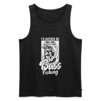 I'd Rather Be Bass Fish Fishing Funny Fisherman - Men's Premium Organic Tank Top - black - Front - Michal (187cm)