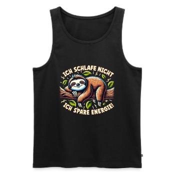 Ein Faultier schläft nicht - es spart Energie! - Männer Premium Bio Tank Top - Schwarz - Vorne - Michal (187cm)