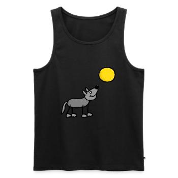 Hund Wolfshund Wolf Mond Vollmond - Männer Premium Bio Tank Top - Schwarz - Vorne - Michal (187cm)