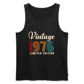 JAHRGANG 1976. 45. GEBURTSTAG - Männer Premium Bio Tank Top - Schwarz - Vorne - AI Model Male 178 light (178cm)