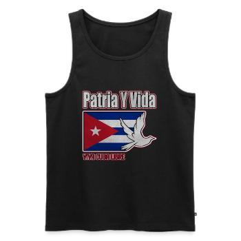 Cuba Flag, Viva Cuba Libre, Patria Y Vida, Cuba - Männer Premium Bio Tank Top - Schwarz - Vorne - AI Model Male 178 light (178cm)