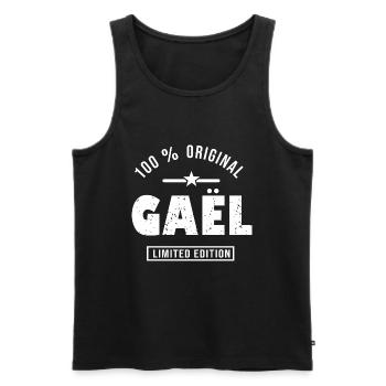 Gaël shirt personnalisé prénom gael - Débardeur bio Premium Homme - noir - Devant - AI Model Male 178 light (178cm)