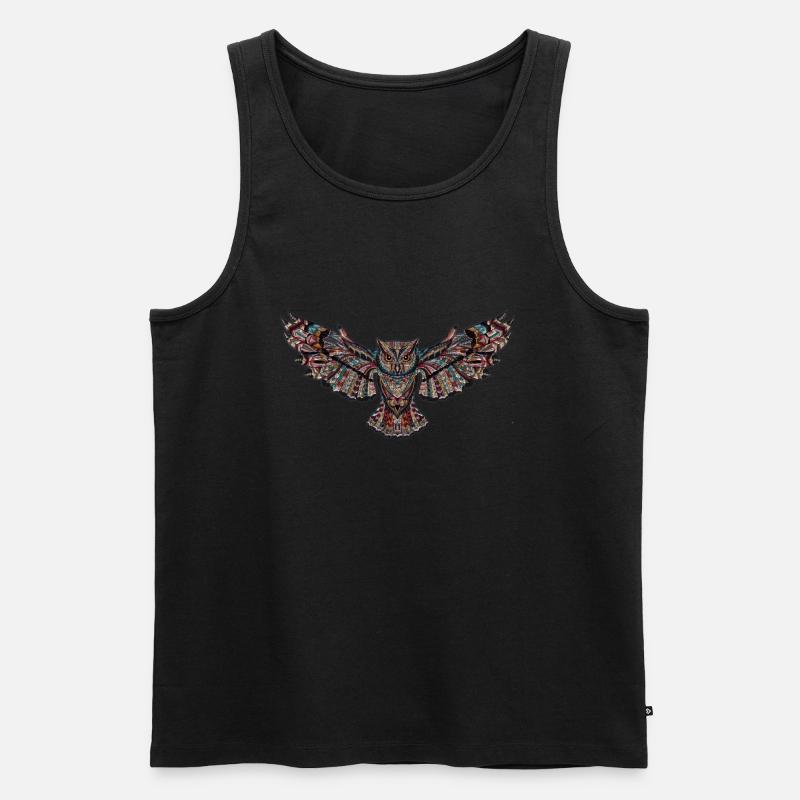 Eule - Männer Premium Bio Tank Top - Schwarz