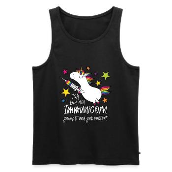 Einhorn Immunicorn geimpft und geboostert - Männer Premium Bio Tank Top - Schwarz - Vorne - AI Model Male 178 light (178cm)