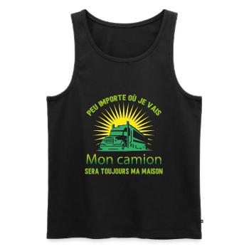 Idée cadeau camion humour - Débardeur bio Premium Homme - noir - Devant - Michal (187cm)