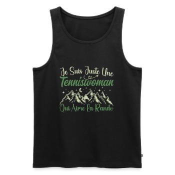 Tenniswoman aventurier passionnée de Randonnée - Débardeur bio Premium Homme - noir - Devant - Michal (187cm)