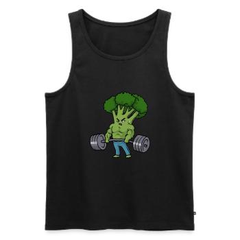 Brocoli Bodybuilding Fitness Levage croisé Deadlift - Débardeur bio Premium Homme - noir - Devant - Michal (187cm)