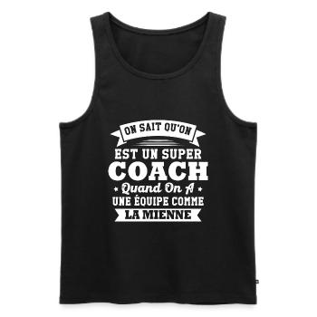 On sait qu'on est un super coach - Débardeur bio Premium Homme - noir - Devant - Michal (187cm)