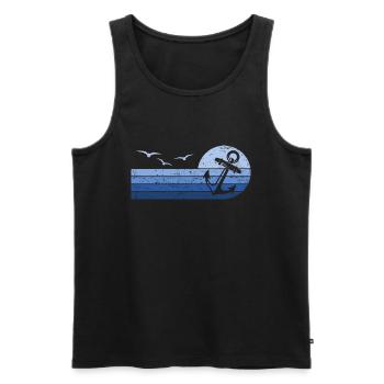 Nautical Boat Anchor Sailor Sailing - Men's Premium Organic Tank Top - black - Front - Michal (187cm)