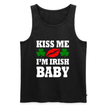 kiss me im irish baby - Men's Premium Organic Tank Top - black - Front - AI Model Male 178 light (178cm)