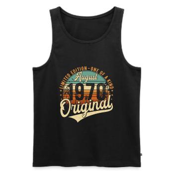 Août 1970 Vintage Anniversaire Rétro - Débardeur bio Premium Homme - noir - Devant - Michal (187cm)