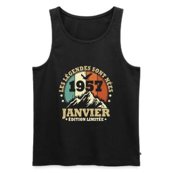 Les légendes sont nées en Janvier 1957 Vintage - Débardeur bio Premium Homme - noir - Devant - Michal (187cm)