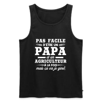 Papa et un agriculteur - Débardeur bio Premium Homme - noir - Devant - Michal (187cm)