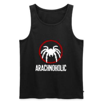 Arachnoholic big hairy tarantula silhouette - Men's Premium Organic Tank Top - black - Front - AI Model Male 178 light (178cm)