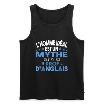 Prof d'anglais professeur cadeau humour homme - Débardeur bio Premium Homme - noir - Devant - AI Model Male 178 light (178cm)