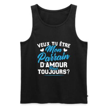 Veux Tu Être Mon Parrain D amour pour toujours - Débardeur bio Premium Homme - noir - Devant - Michal (187cm)