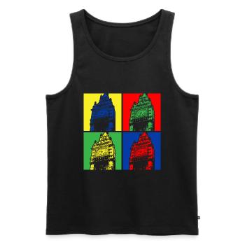 Couleur pop vibrante du Big Ben Quartet London - Débardeur bio Premium Homme - noir - Devant - Michal (187cm)