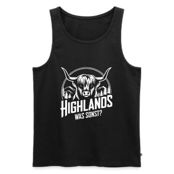 Highlands was sonst Schottisches Hochlandrind - Männer Premium Bio Tank Top - Schwarz - Vorne - Michal (187cm)