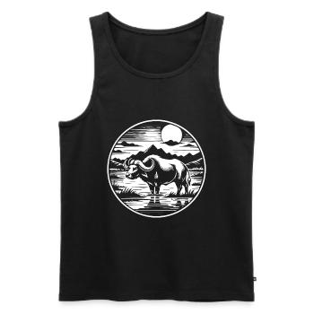 Wasserbüffel Design, für den Fan des wilden Rindes - Männer Premium Bio Tank Top - Schwarz - Vorne - Michal (187cm)