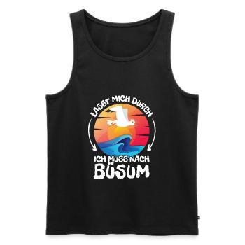 Lasst mich durch nach Büsum Möwe Sonne Strand - Männer Premium Bio Tank Top - Schwarz - Vorne - AI Model Male 178 light (178cm)