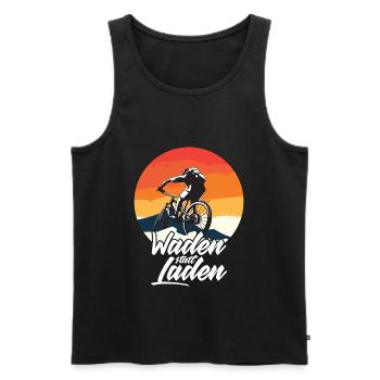Waden statt Laden Fahrrad E-Bike Radtrikot - Männer Premium Bio Tank Top - Schwarz - Vorne - Michal (187cm)
