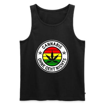 Cannabis - Männer Premium Bio Tank Top - Schwarz - Vorne - Michal (187cm)