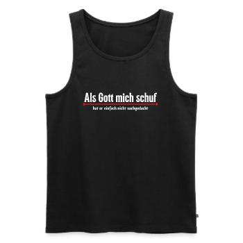 Als Gott mich schuf - Männer Premium Bio Tank Top - Schwarz - Vorne - AI Model Male 178 light (178cm)