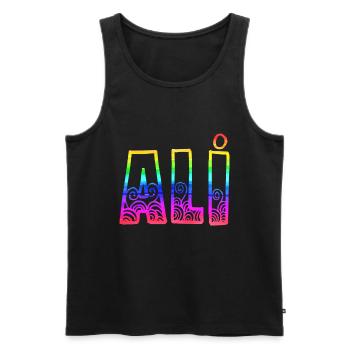 Ali R's Rainbow - Men's Premium Organic Tank Top - black - Front - AI Model Male 178 light (178cm)