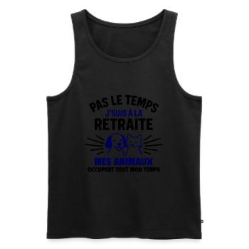 Retraite & animaux idée cadeau retraite - Débardeur bio Premium Homme - noir - Devant - Michal (187cm)