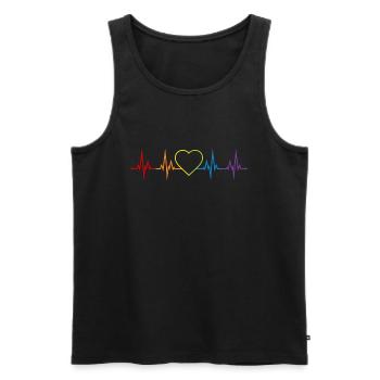 Heartbeat Heart Rainbow LGBT CSD Love colorful - Men's Premium Organic Tank Top - black - Front - AI Model Male 178 light (178cm)