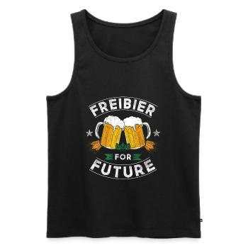 Freibier for Future Bier Geschenk - Männer Premium Bio Tank Top - Schwarz - Vorne - Michal (187cm)