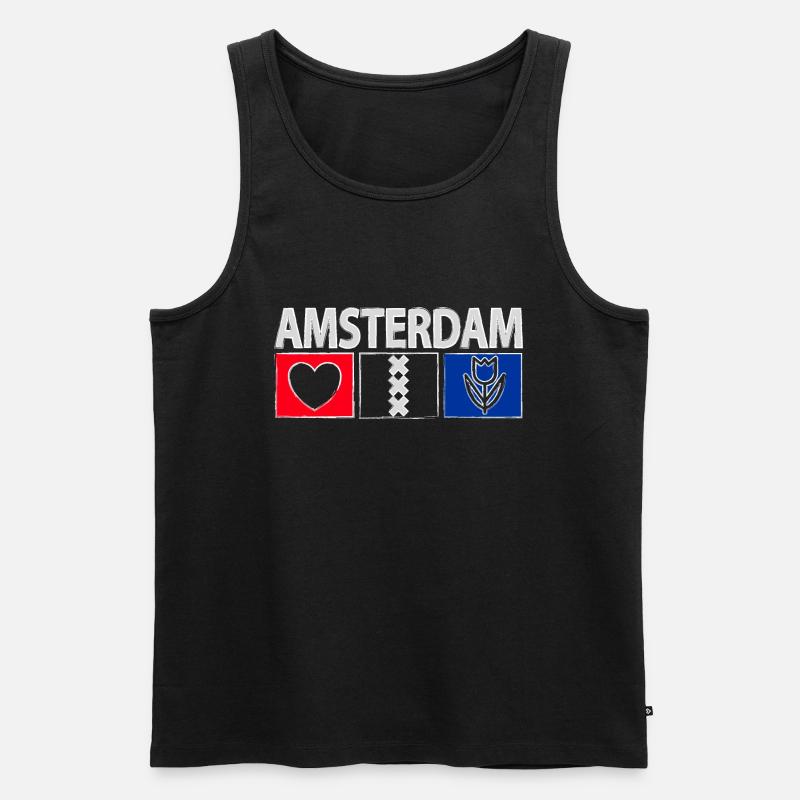 Amsterdam mit Herz - Männer Premium Bio Tank Top - Schwarz