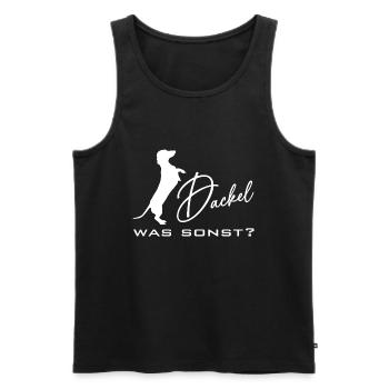 Dackel was sonst - Dackelsilhouette Dackelspruch - Männer Premium Bio Tank Top - Schwarz - Vorne - Michal (187cm)