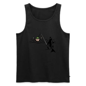 Humour dessin animé dessin animé pêche pêcheur requin requin - Débardeur bio Premium Homme - noir - Devant - Michal (187cm)