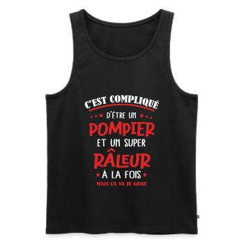 Pompier râleur cadeau drôle fête des pères - Débardeur bio Premium Homme - noir - Devant - Michal (187cm)