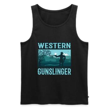 Western Gunslinger, the cool cowboy design - Men's Premium Organic Tank Top - black - Front - Michal (187cm)