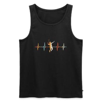 badminton heartbeat badminton sport - Débardeur bio Premium Homme - noir - Devant - AI Model Male 178 light (178cm)