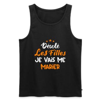 Désolé les filles je vais me marier - Débardeur bio Premium Homme - noir - Devant - Michal (187cm)