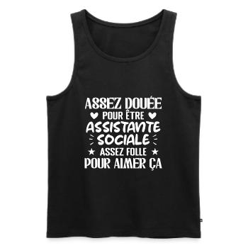 Assistante Sociale Humour Métier Idée Cadeau Femme - Débardeur bio Premium Homme - noir - Devant - Michal (187cm)