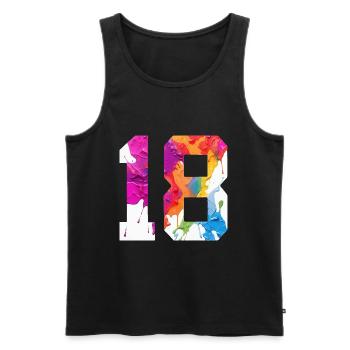 NUMÉRO COLORÉ 18 COLORÉ 18E ANNIVERSAIRE - Débardeur bio Premium Homme - noir - Devant - Michal (187cm)