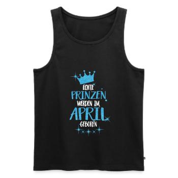 ECHTE PRINZEN WERDEN IM APRIL GEBOREN - Männer Premium Bio Tank Top - Schwarz - Vorne - Michal (187cm)