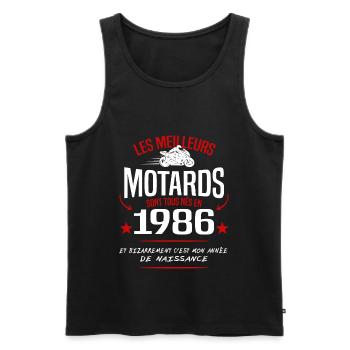 Motard né en 1986 cadeau humour - Débardeur bio Premium Homme - noir - Devant - Michal (187cm)
