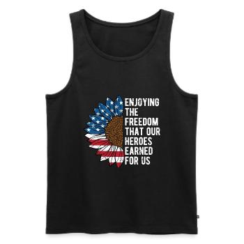 Enjoying the Freedom that Our Heroes Earned - Men's Premium Organic Tank Top - black - Front - Michal (187cm)