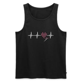 Kreuzstich Herzschlag Sticken - Männer Premium Bio Tank Top - Schwarz - Vorne - Michal (187cm)